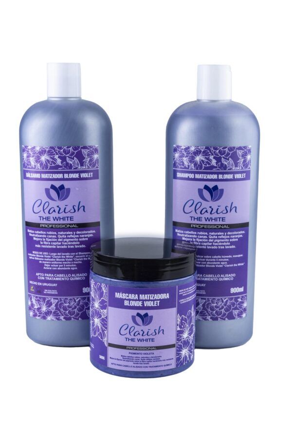 PACK SHAMPOO + BALSAMO + MASCARA BLONDE VIOLET MATIZADOR CLARISH