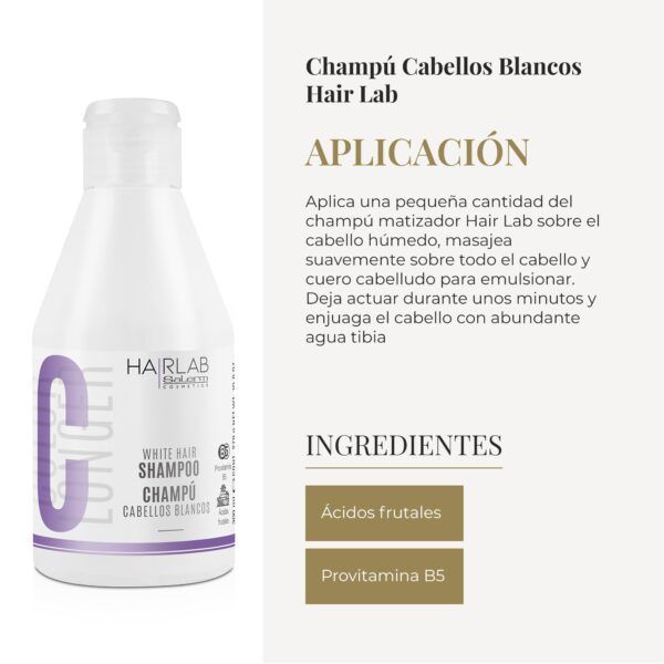 Shampoo Whithe Cabellos Blancos y Platinados Salerm 300 ML - Image 2